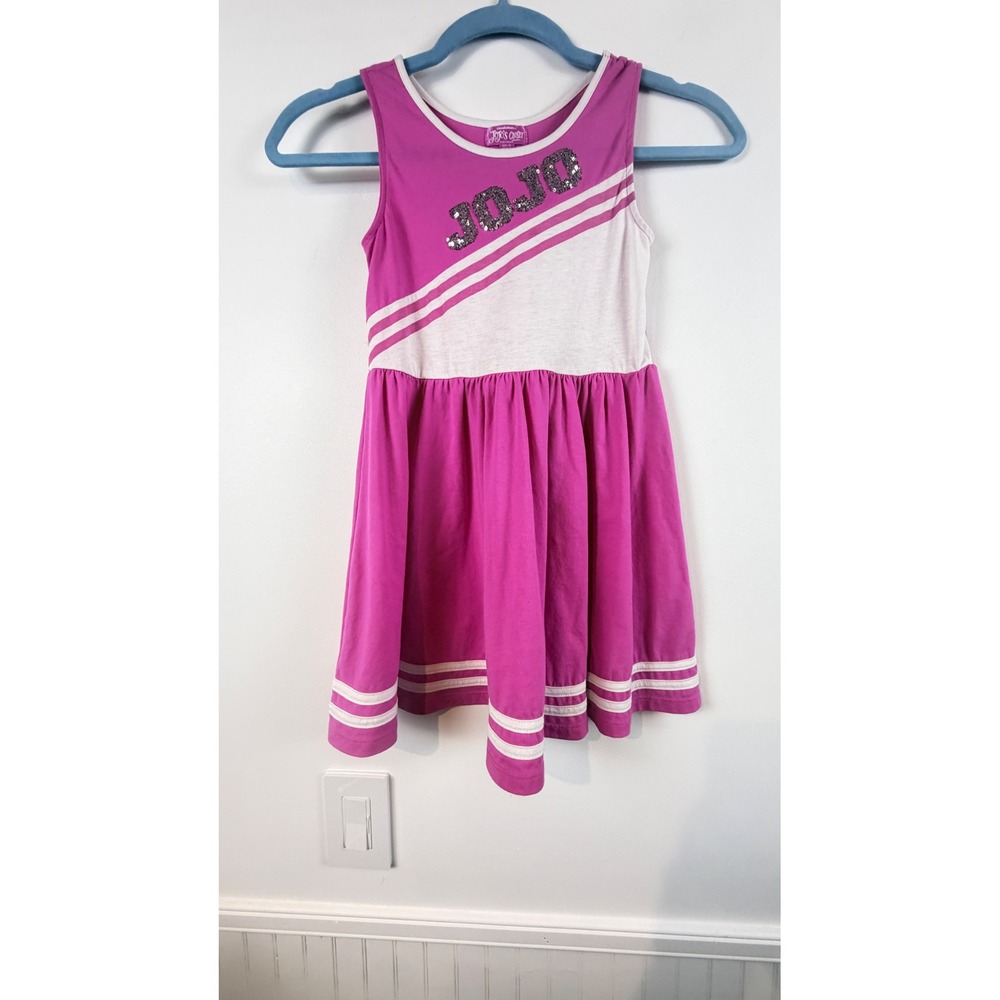 JoJo Siwa JoJo's Closet Girls Pink White Cheerleader Dress Sequin Size 6/6X S